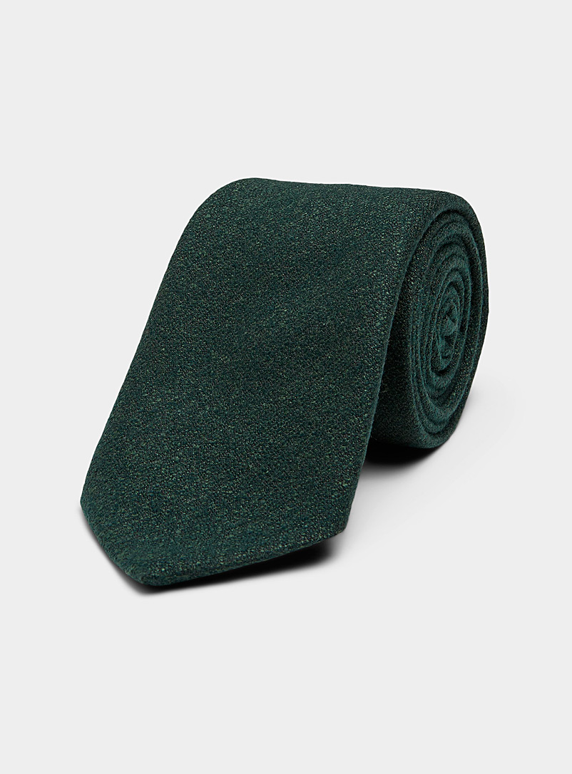 Le 31 Mossy Green Cotton and wool flecked tie for men