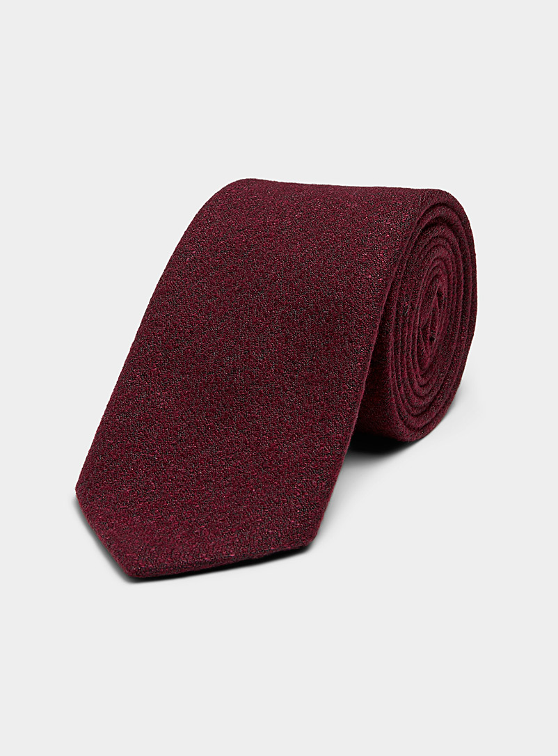 Le 31: La cravate mouchetée coton et laine Rouge foncé-vin-rubis pour homme