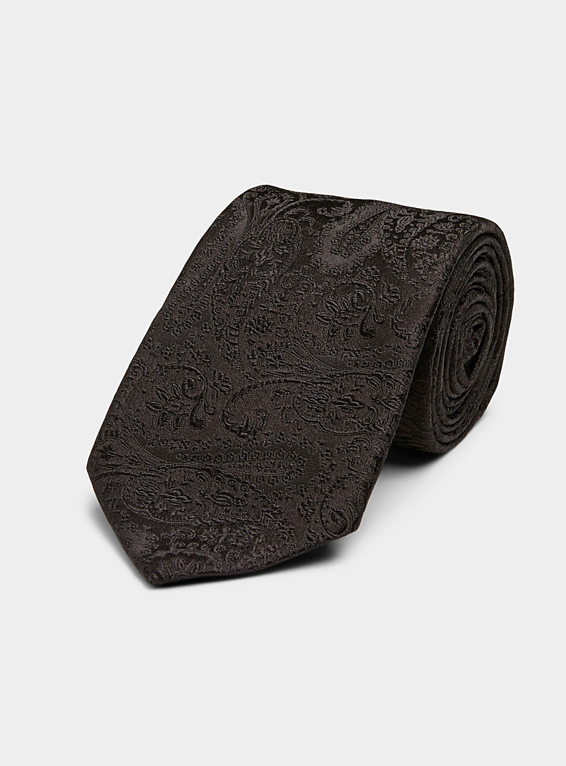 Le 31 Black Tone-on-tone paisley jacquard tie for men