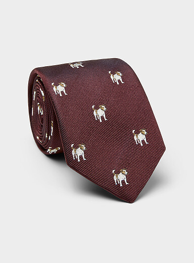 Jack Russel pattern pure silk tie