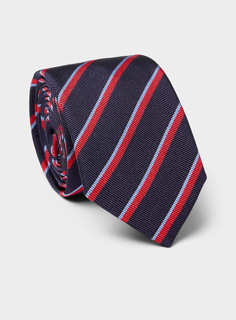 Le 31: La cravate marine rayures obliques <b>Collection exclusive d'Italie</b> Bleu pour homme
