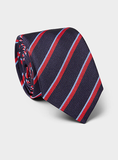 Diagonal-stripe navy tie <b>Exclusive collection from Italy</b>