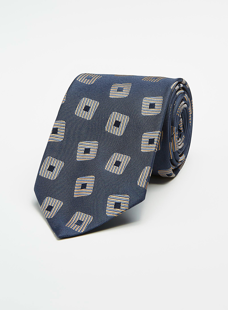 Le 31: La cravate carrés rayés Marine pour homme