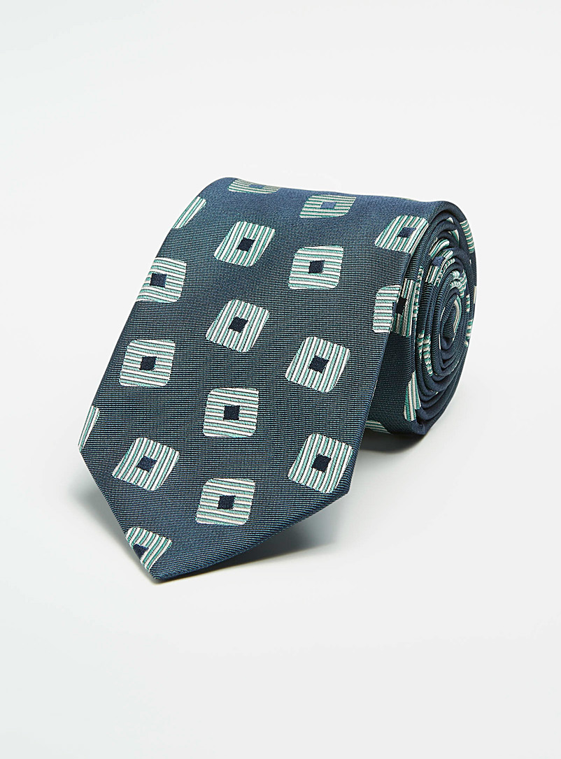 Le 31: La cravate carrés rayés Sarcelle-turquoise-aqua pour homme