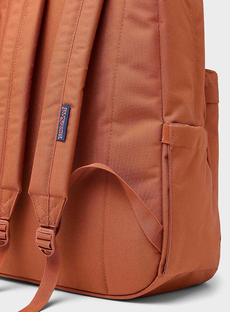 burnt henna jansport backpack nylon inside bag Pink Ice Cherry Embroidery Half Pint FX Mini Signature JS stamped metal zipper pull adds a clean finish Classic original jansport superbreak -