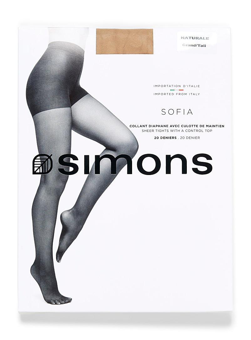 Simons: Le bas diaphane culotte de maintien Sofia Tan beige fauve pour femme