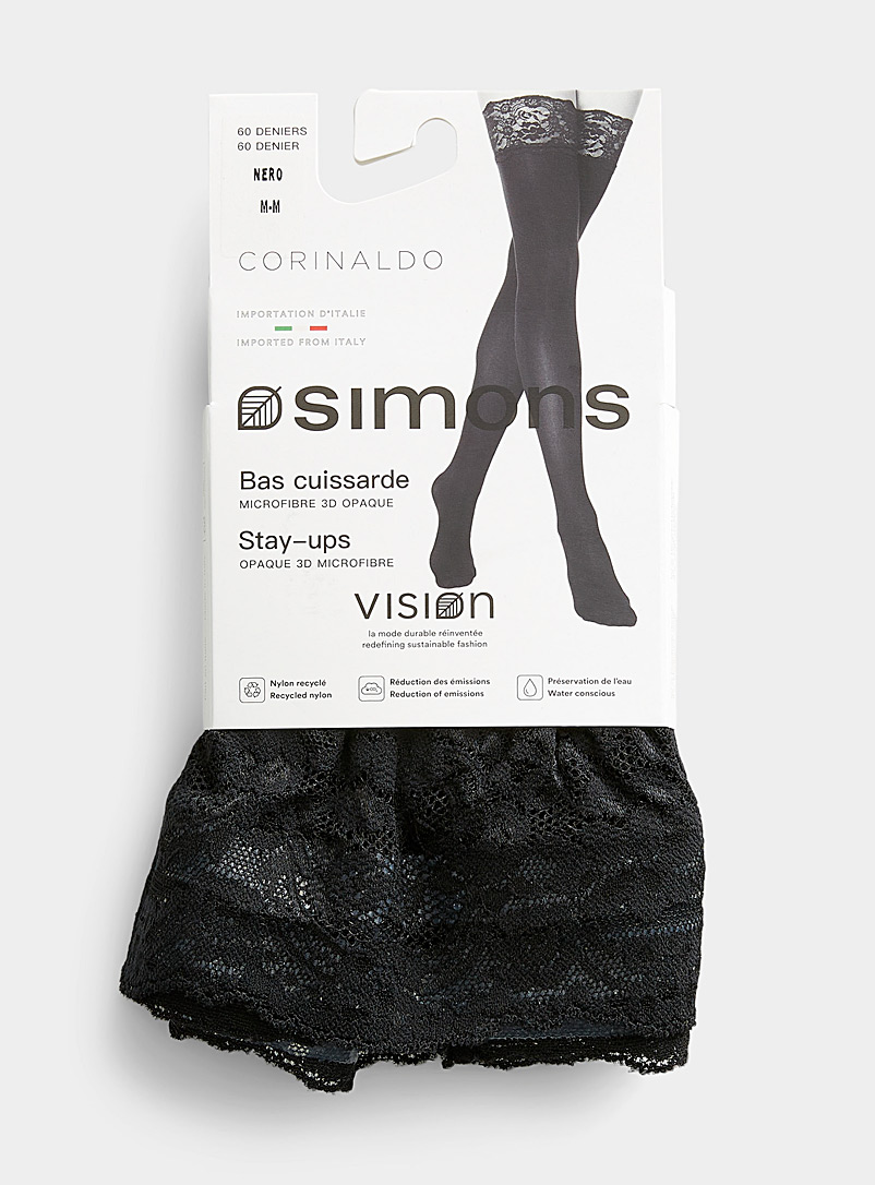 Simons: Le bas autofixant bord dentelle <b>Collection exclusive d'Italie</b> Nero pour femme