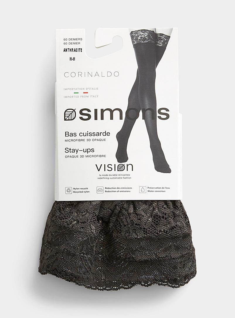 Simons: Le bas autofixant bord dentelle <b>Collection exclusive d'Italie</b> Nero pour femme