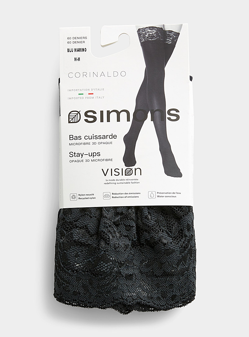 Simons: Le bas autofixant bord dentelle <b>Collection exclusive d'Italie</b> Nero pour femme