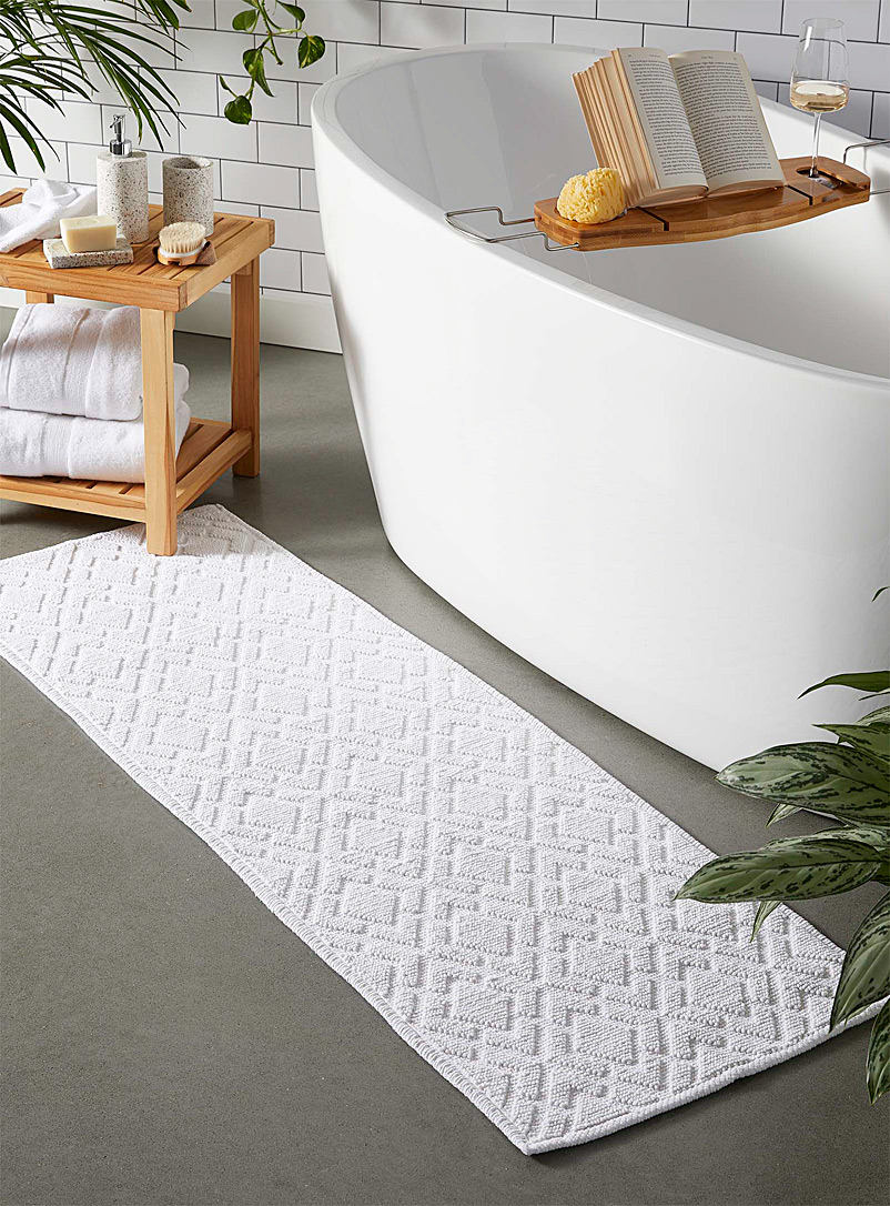 Simons Maison: Le grand tapis de bain losanges relief 50 x 150 cm Blanc
