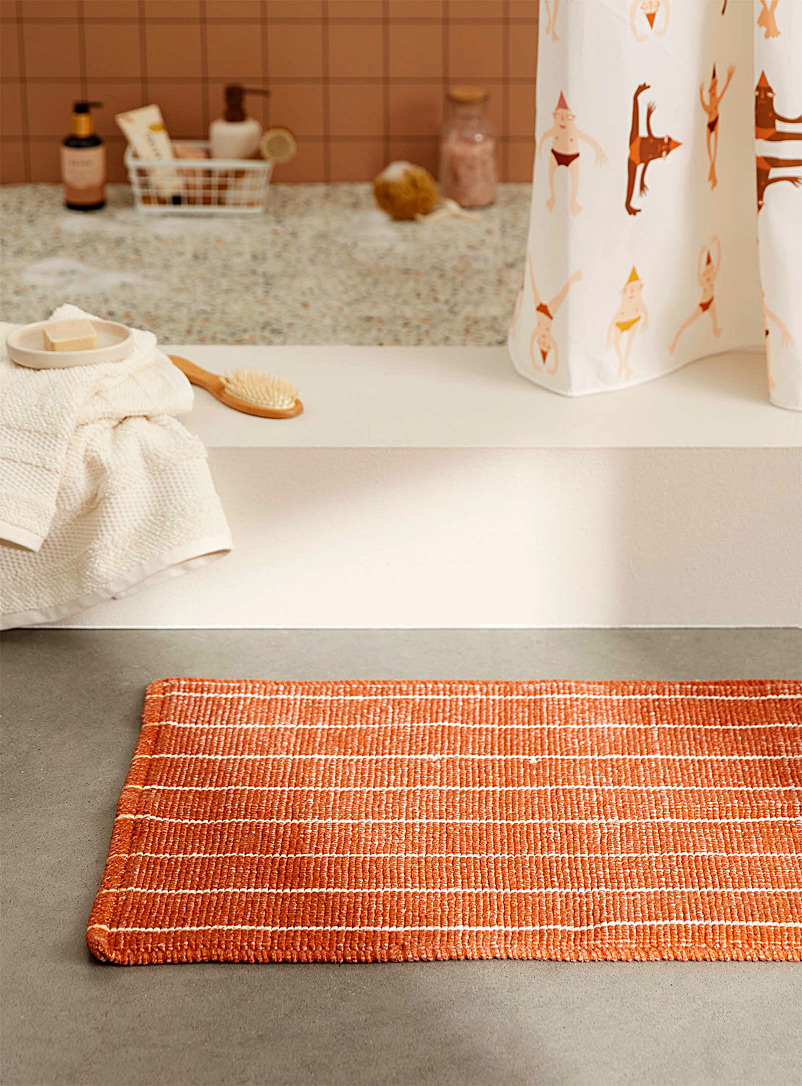 Simons Maison Dark Orange Terracotta striped bath mat 50 x 80 cm