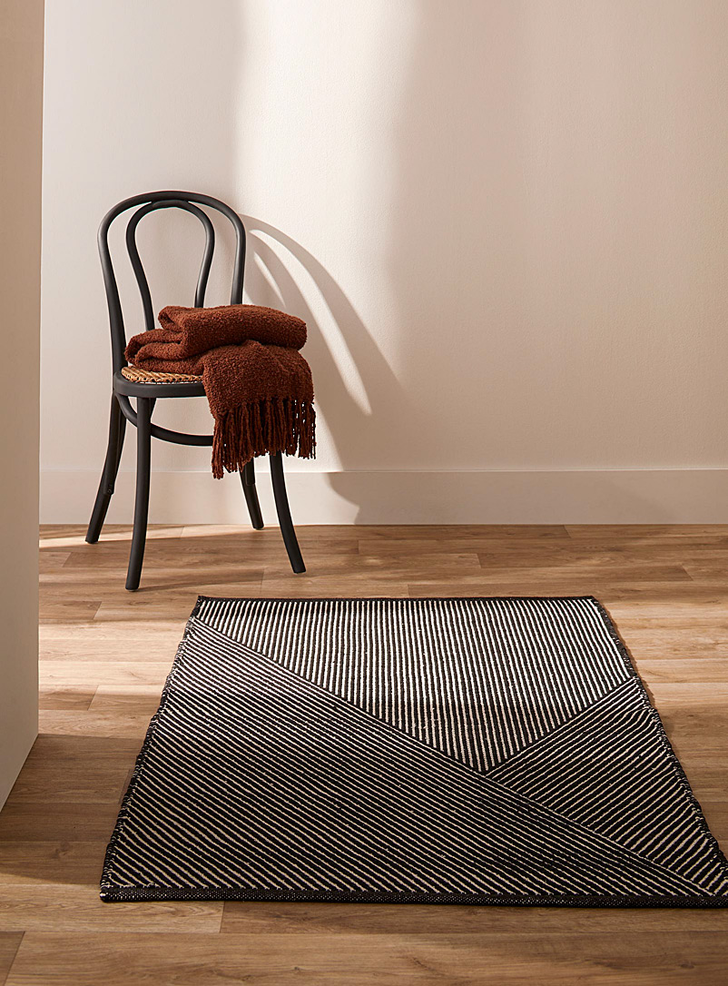 Simons Maison Black and White Ivory and ebony striped rug 90 x 130 cm