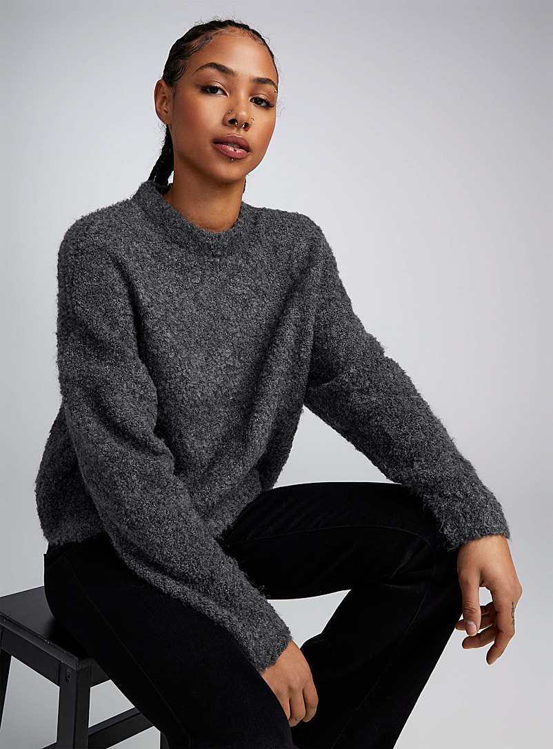 Twik Charcoal Bouclé knit sweater for women