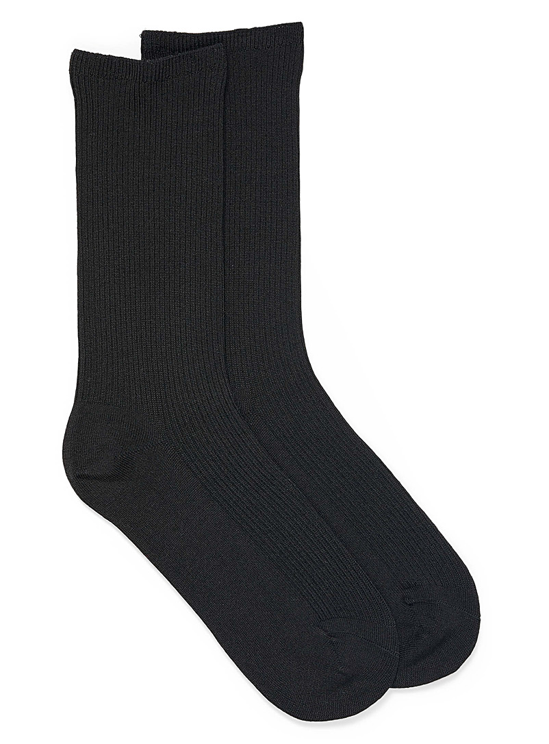 McGregor Black Touch-of-wool ribbed socks for women
