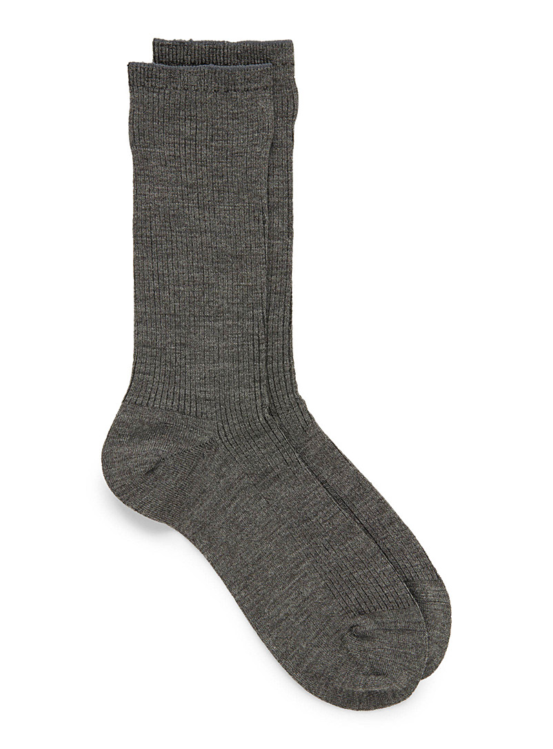 McGregor Charcoal Touch-of-wool ribbed socks for women