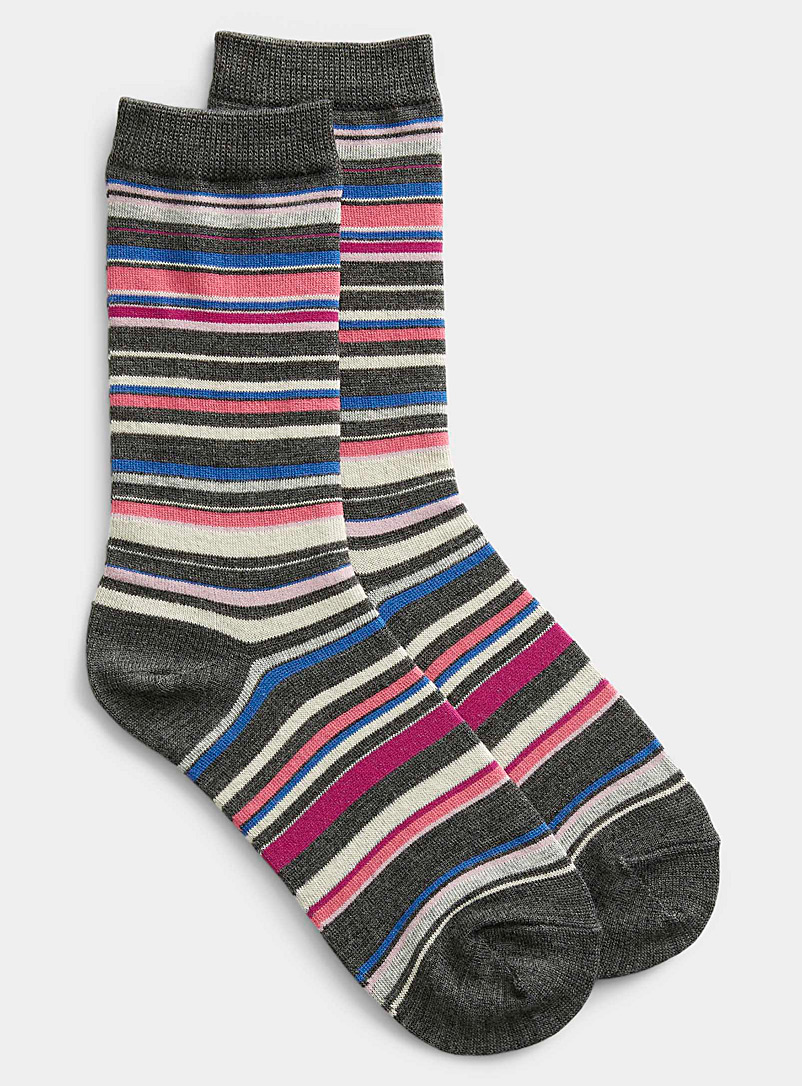 McGregor Charcoal Wool-blend pinstripe socks for women