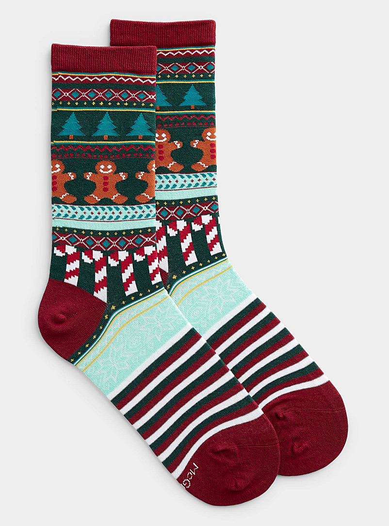 McGregor Red Festive mosaic sock for women