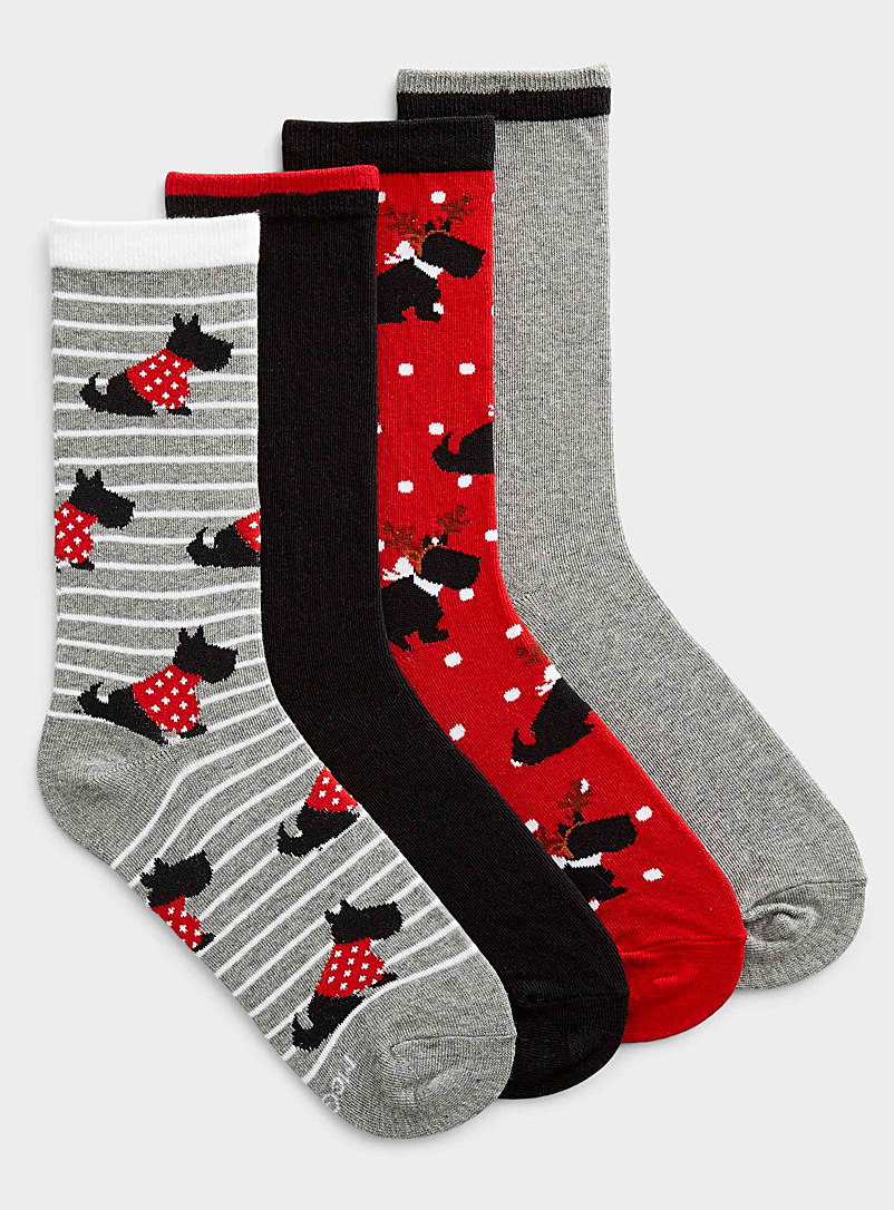 McGregor Red Festive little dog socks Set of 4 for women