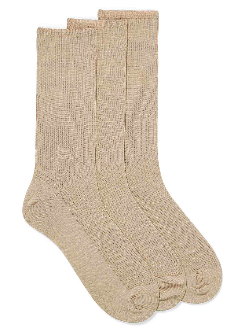 McGregor Cream Beige Non-elastic sock trio for men