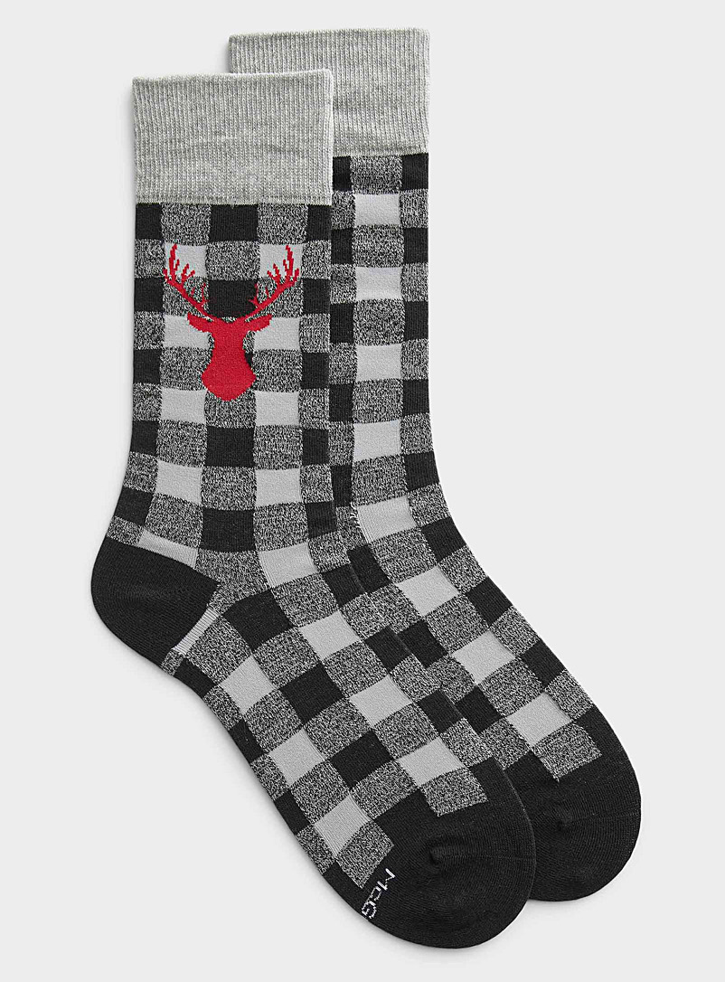 McGregor Grey Comfortable hunter check sock for men