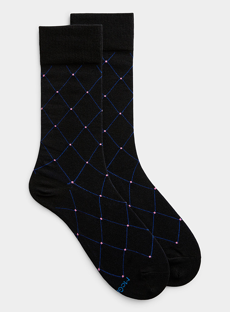 McGregor Patterned Black Dot and diamond sock for men