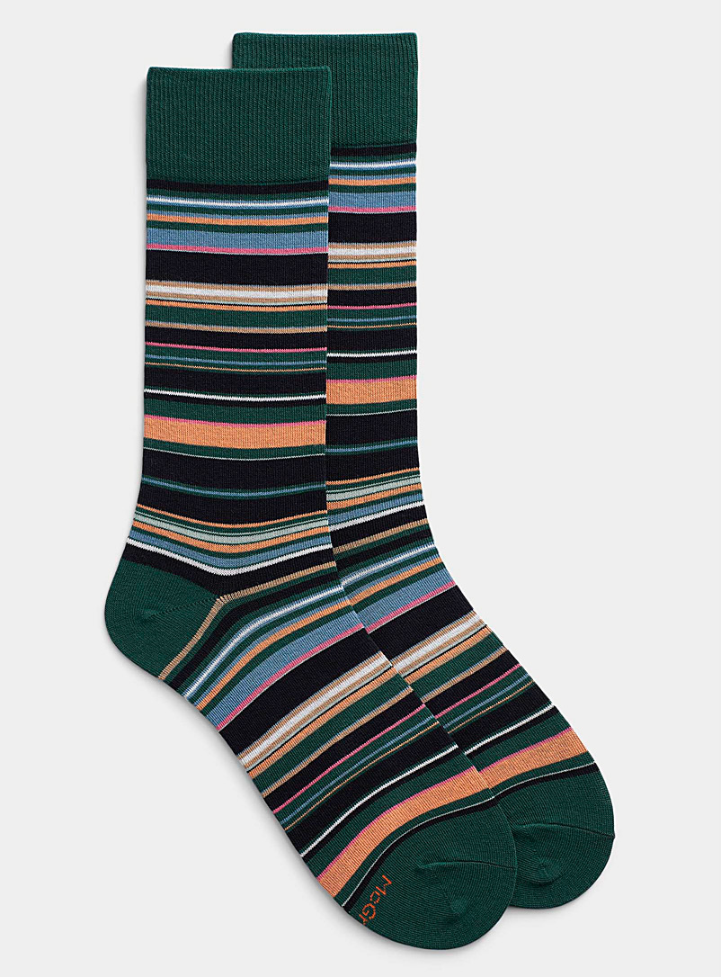 McGregor Mossy Green Summery stripe sock for men