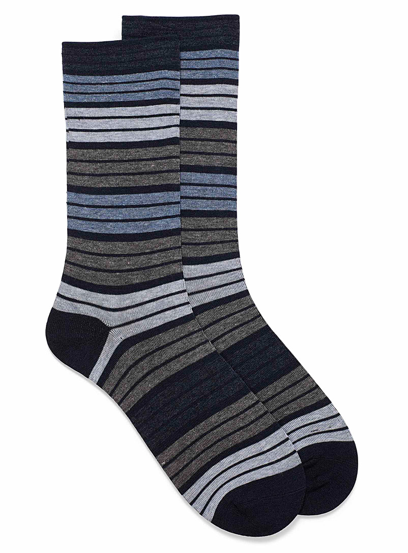 McGregor Patterned Blue Elastic-free dress socks for men
