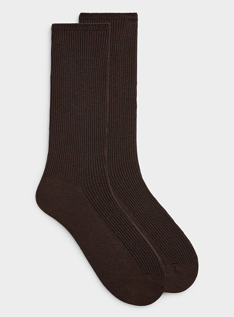 Non-Elastic Ribbed Wool Dress Socks