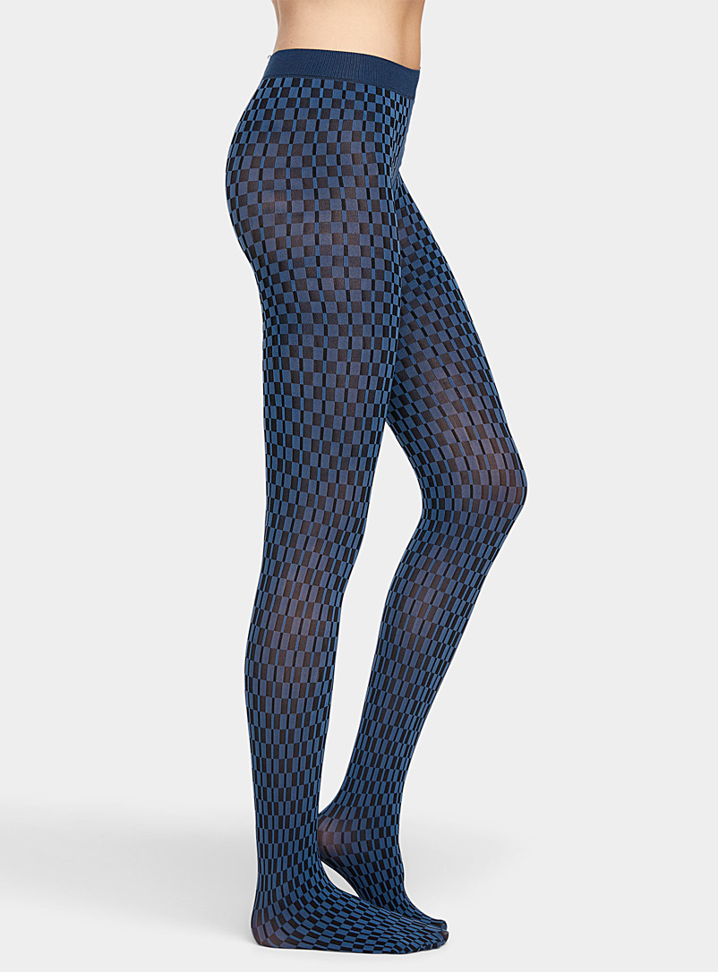 Simons Blue Checkered tights for women