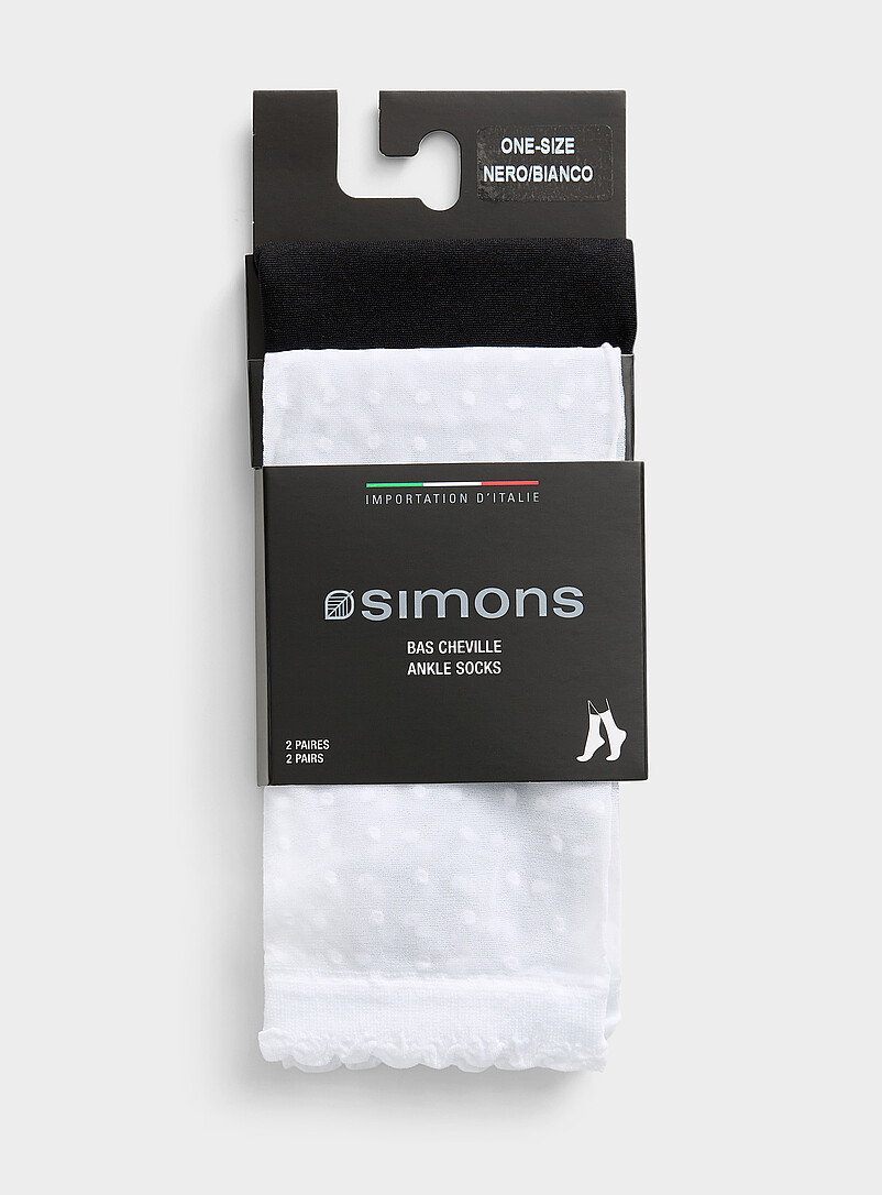 Simons Baby Blue Solid and dotted ankle socks 2-pack <b>Exclusive collection from Italy</b> for women