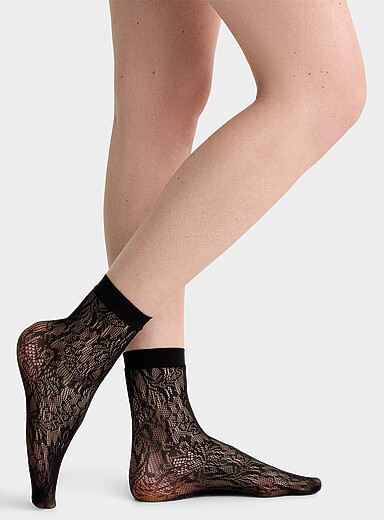 Les chaussettes cheville dentelle/unie Emballage de 2 <b>Collection exclusive d'Italie</b>