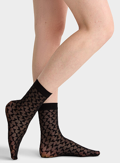Geo/solid sheer ankle socks 2-pack <b>Exclusive collection from Italy</b>