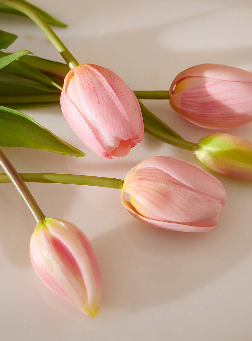 Simons Maison: Le bouquet imitation tulipes rose p&acirc;le Vieux rose