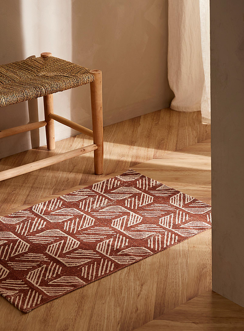 Simons Maison: Le tapis feuillage abstrait 61 x 91 cm Rouge à motifs