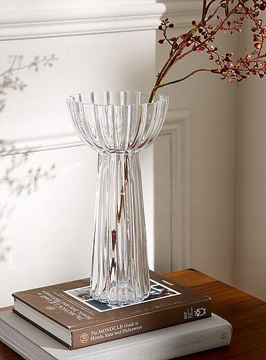 Le grand vase verre rainur&eacute; bol ondul&eacute;