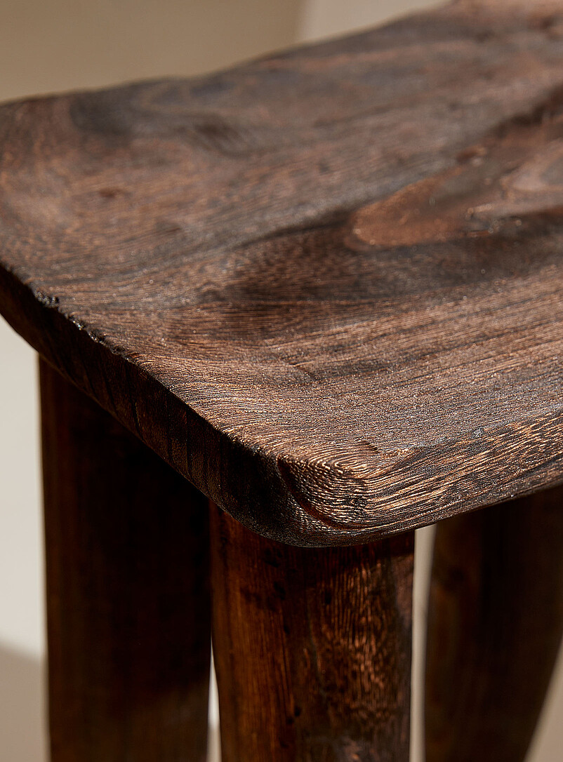Dark paulownia wood decorative stool product image 3
