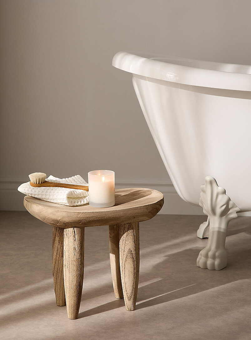 Light paulownia wood decorative stool product image (primary)