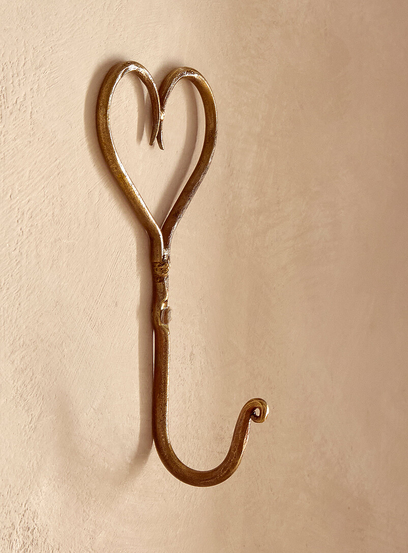 Antique brass heart wall hook product image 2