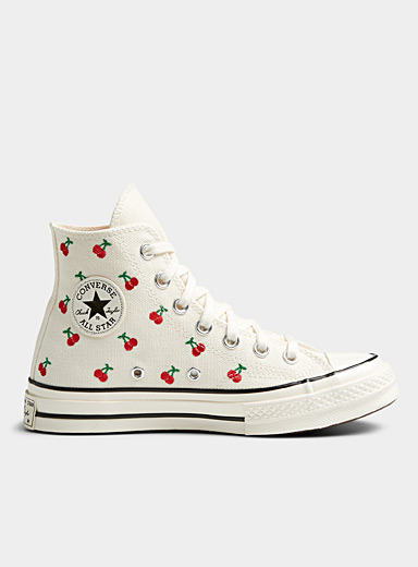 Converse Ivory White Chuck 70 High Top embroidered cherries sneakers Women for women