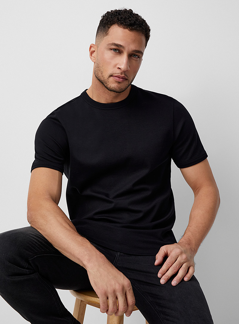 Le 31 Black Dressy pima jersey T-shirt Standard fit for men