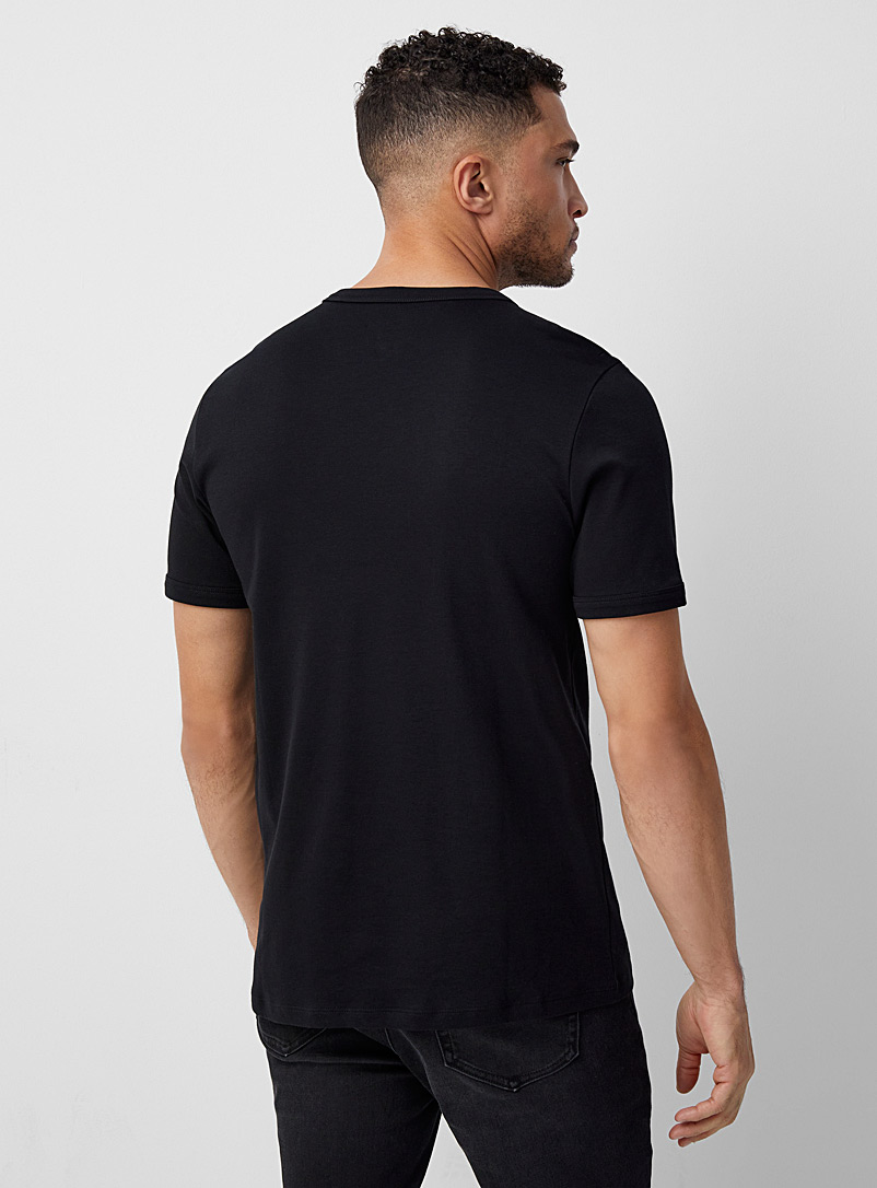 Le 31: Le t-shirt jersey coton pima soign&eacute; <b>Coupe standard</b> Noir pour homme