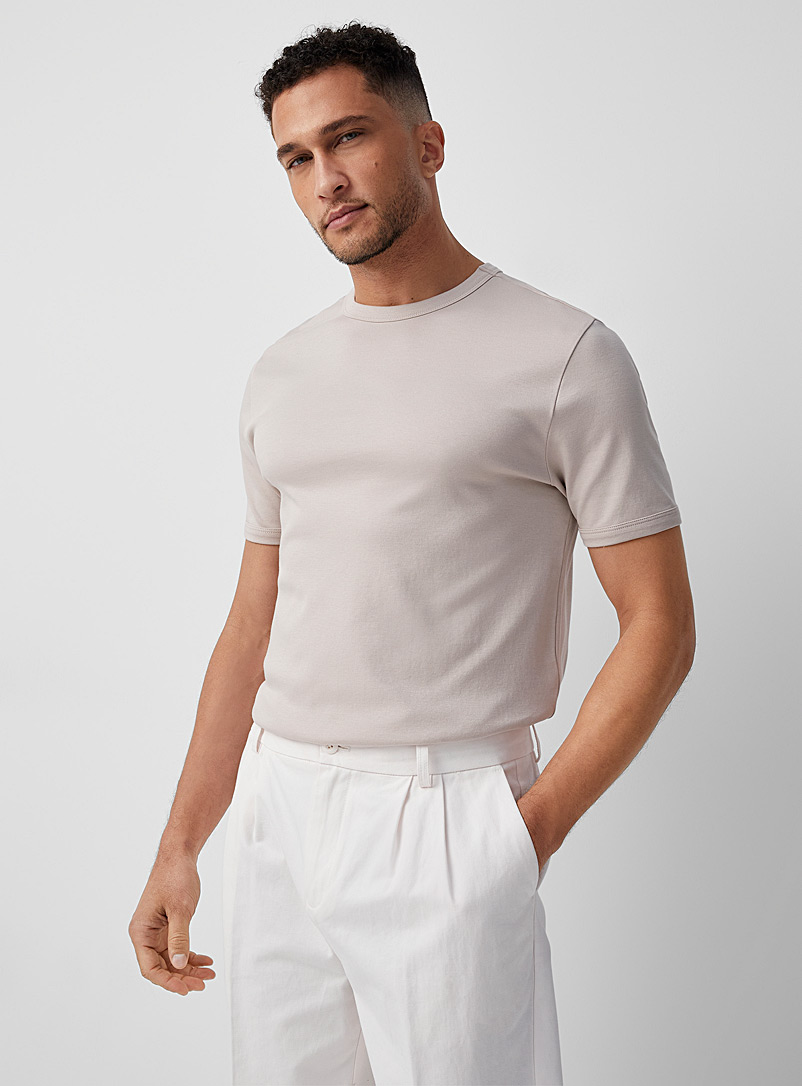 Le 31 Beige Dressy pima jersey T-shirt Standard fit for men