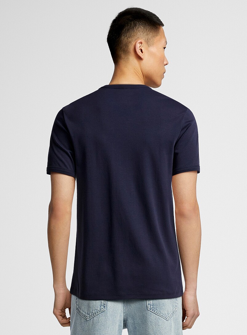 Le 31: Le t-shirt jersey coton pima soign&eacute; <b>Coupe standard</b> Noir pour homme