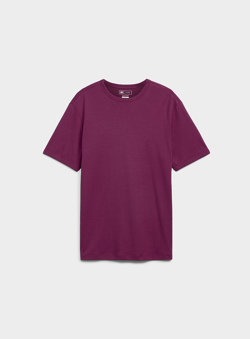 Le 31: Le t-shirt jersey coton pima soign&eacute; <b>Coupe standard</b> Noir pour homme