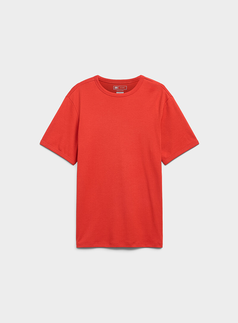 Le 31: Le t-shirt jersey coton pima soign&eacute; <b>Coupe standard</b> Noir pour homme