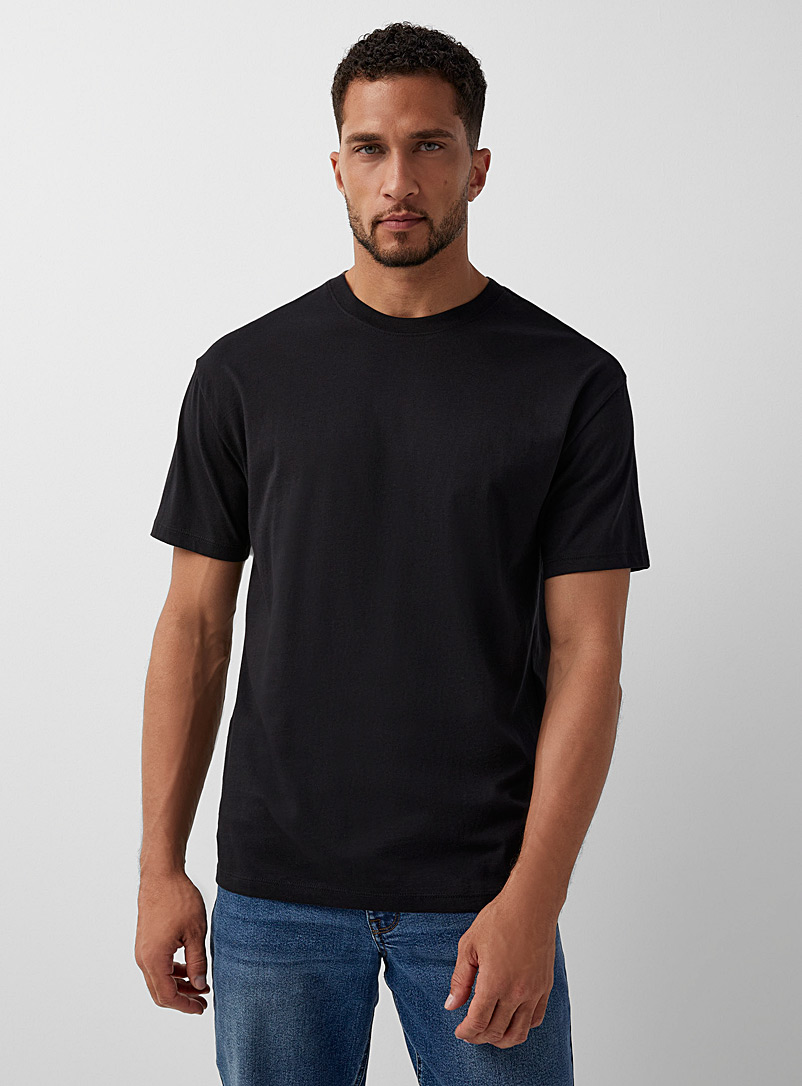 Le 31: Le t-shirt coton pima col rond Coupe confort Noir pour homme
