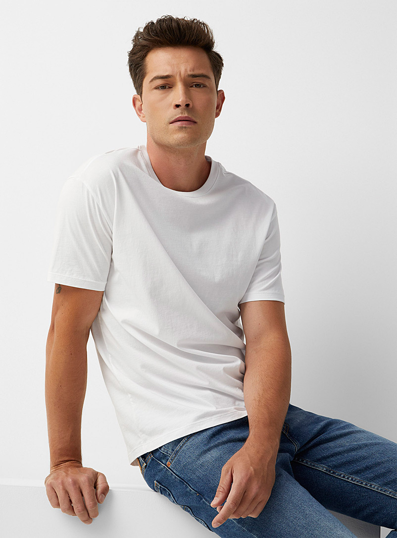 Le 31 White Comfort Pima cotton T-shirt for men
