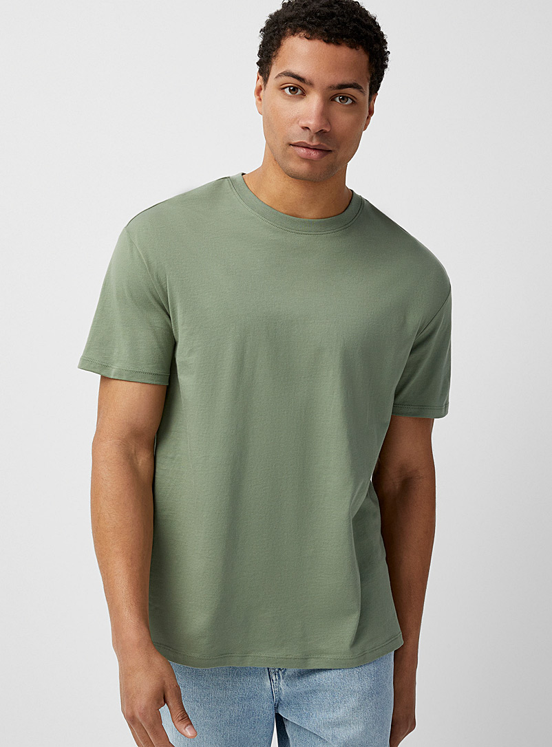 Le 31: Le t-shirt coton pima col rond Coupe confort Kaki - Sauge - Olive pour homme