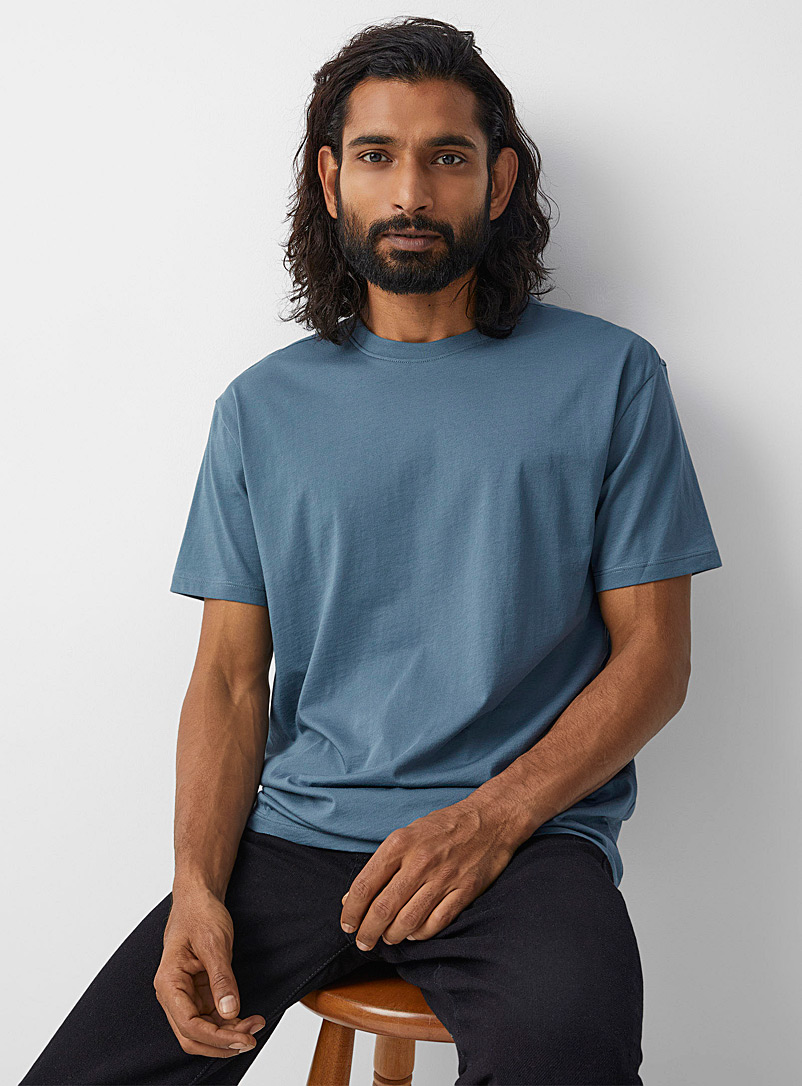Le 31 Steel blue Comfort Pima cotton T-shirt for men