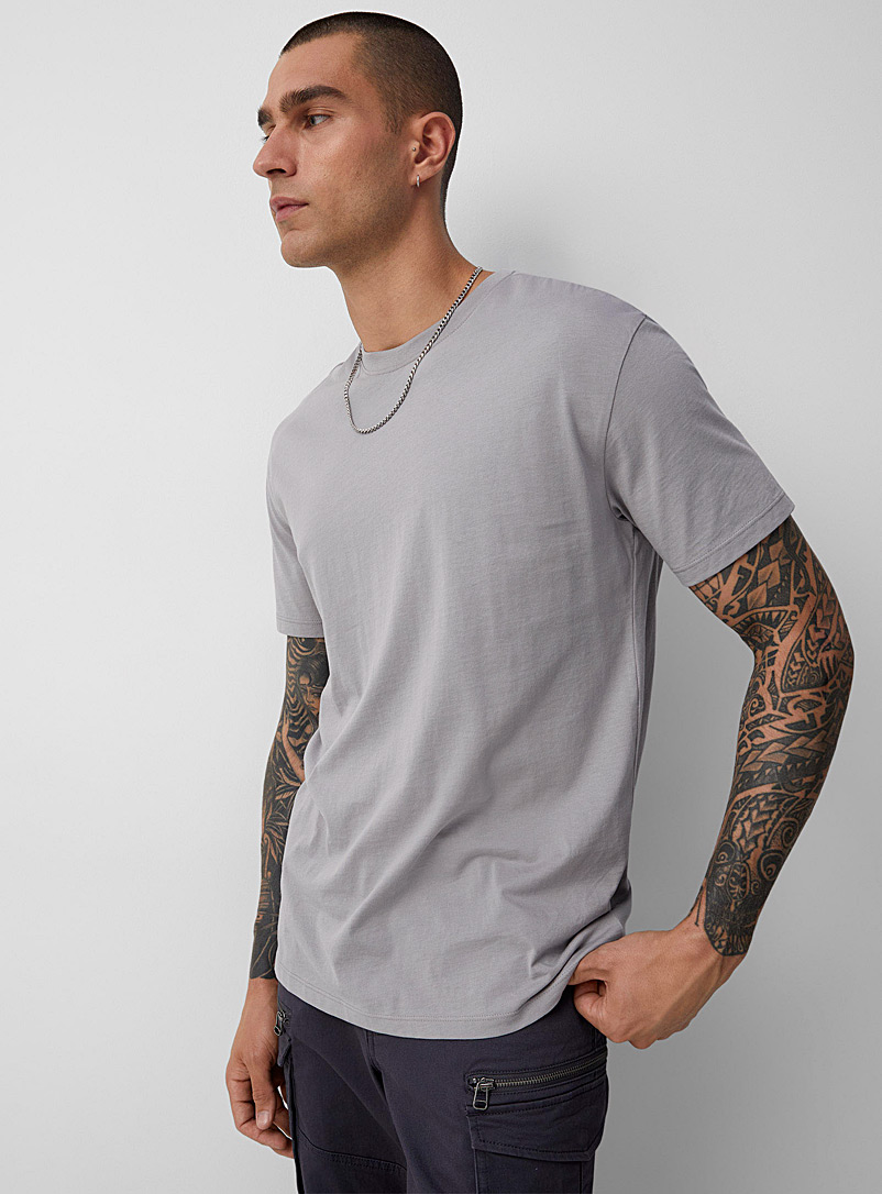 Le 31 Light Grey Comfort Pima cotton T-shirt for men
